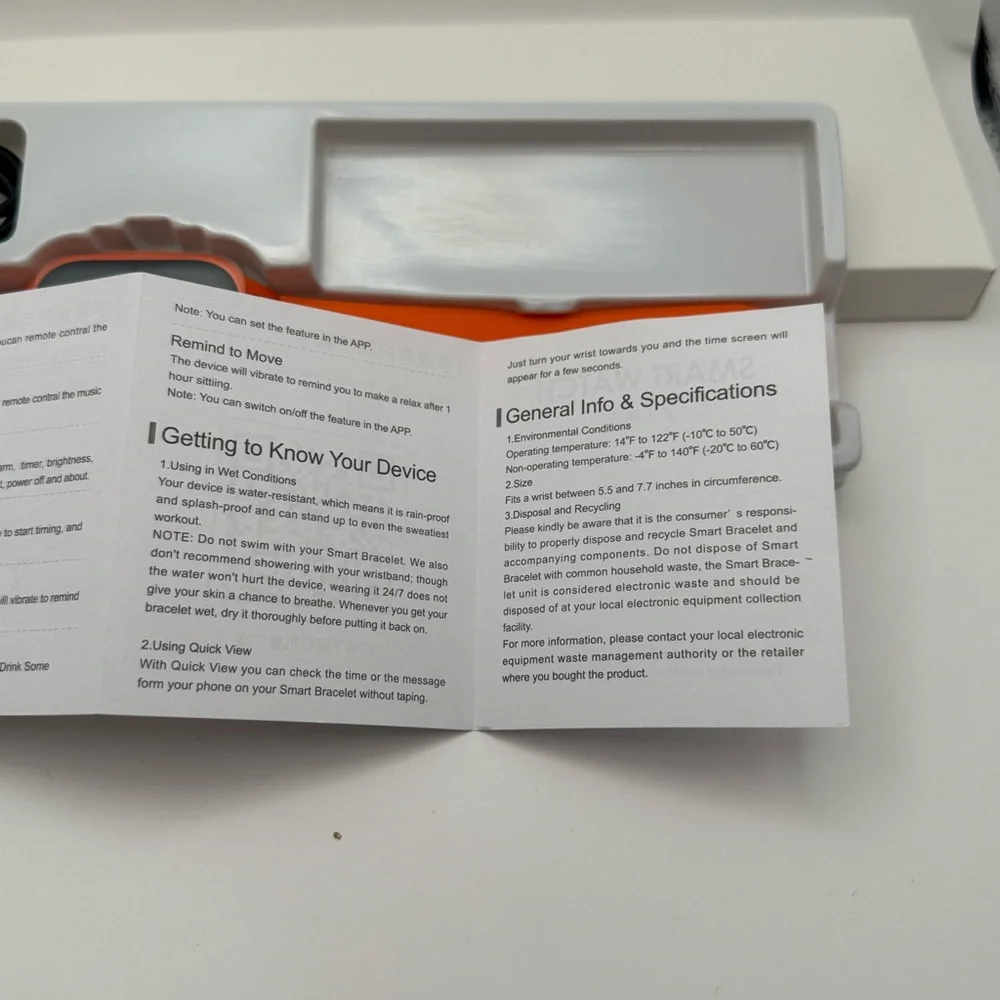 Orange Smart Watch with Charger